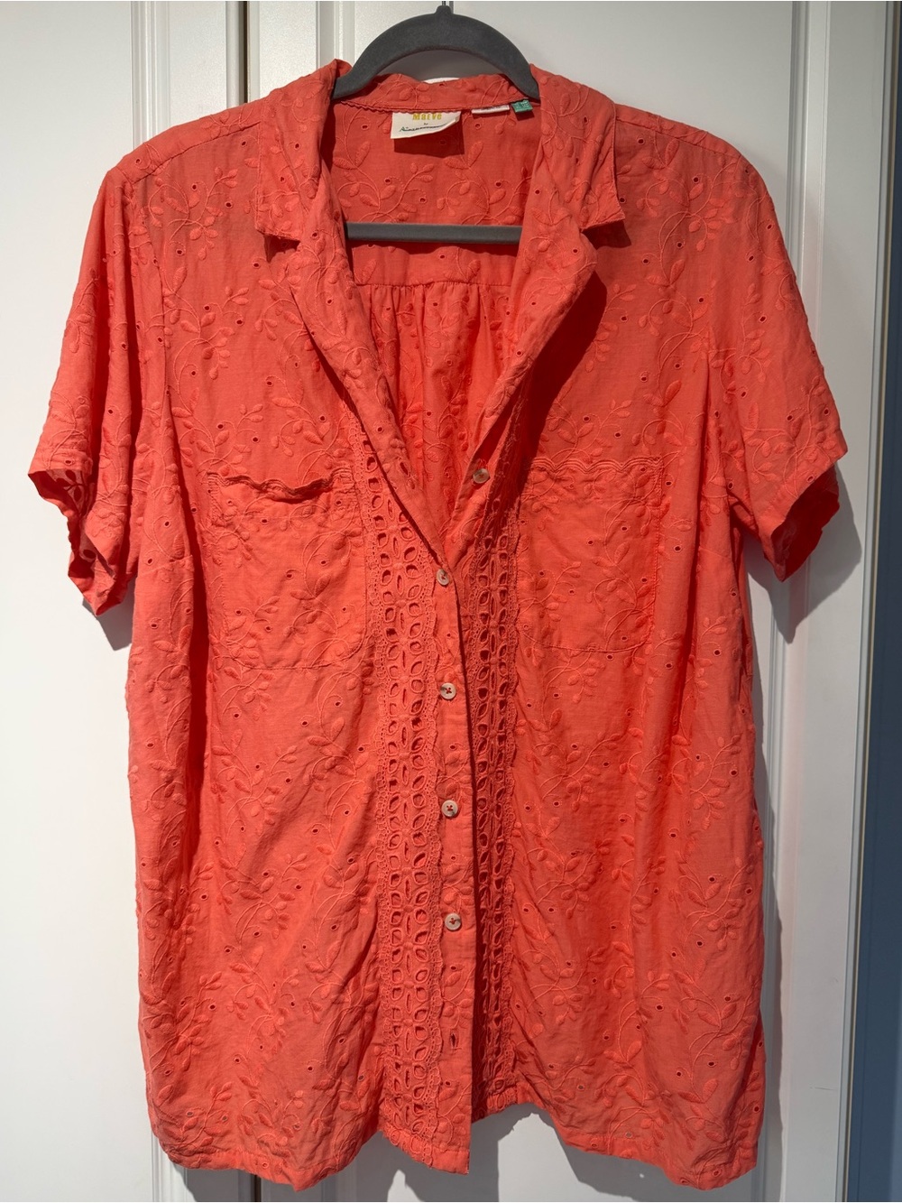 Anthropologie Maeve Women’s Eyelet Button-Front Short Sleeve Top — size 16W